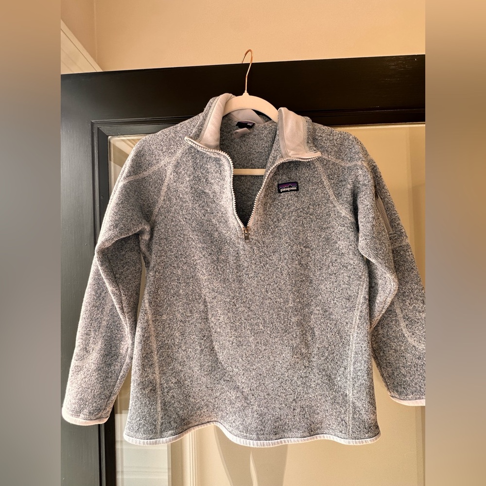 Patagonia Heather Gray/ blue  Fleece Jacket
